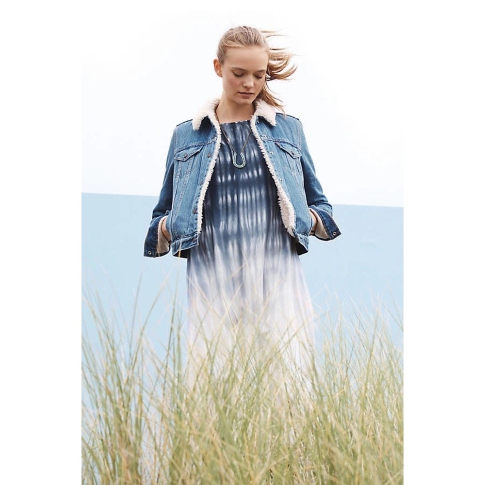 Anthropologie Horizon Fade Dress by Cloth & Stone, M, Dyed blue ocean waves